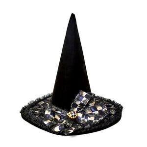 MACKENZIE-CHILDS Haunted House Courtly Check Witch Hat Black Velvet Halloween